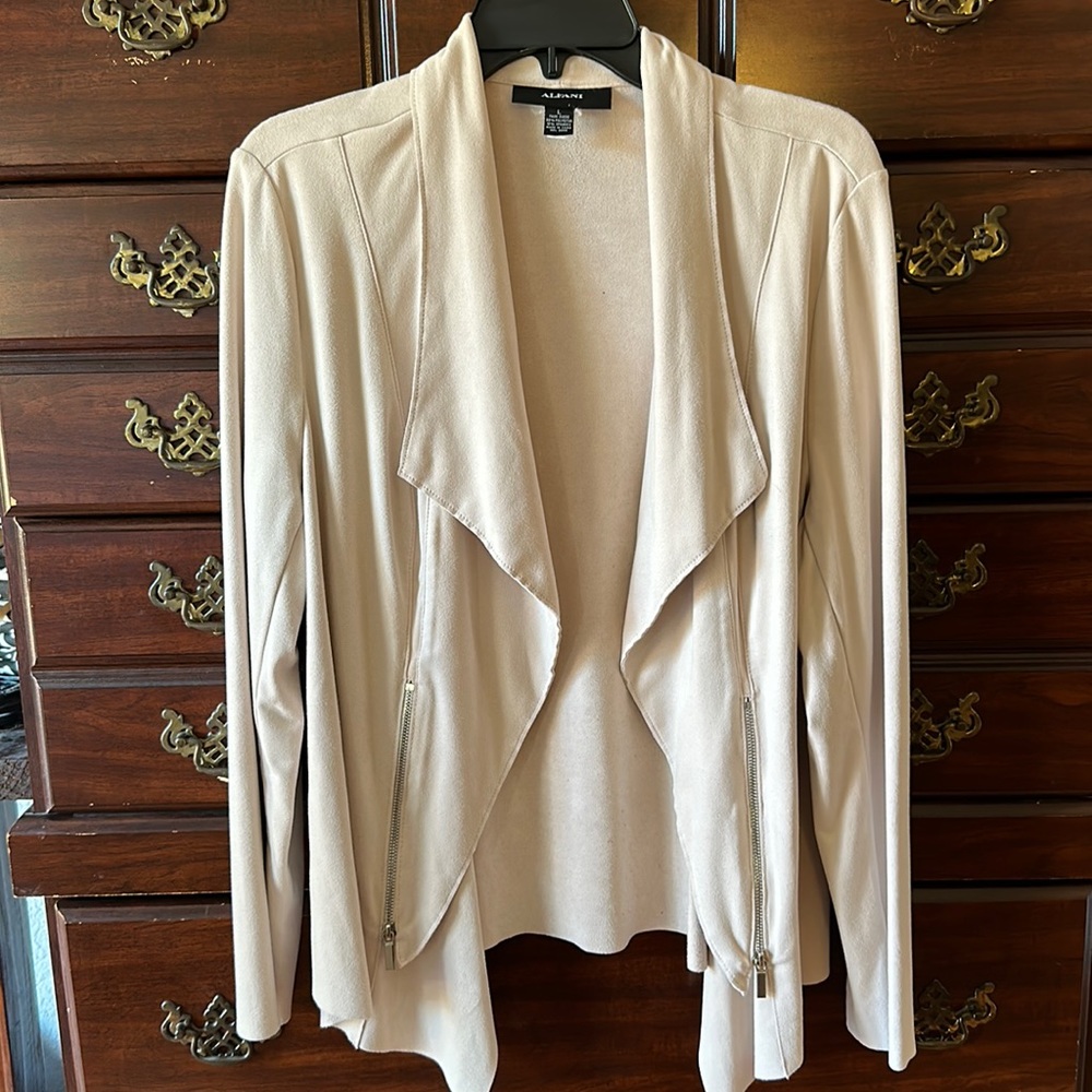 Alfani tan/light pink faux suede jacket